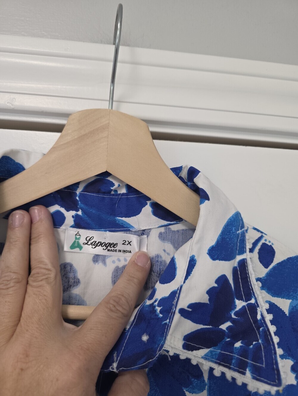 Womens Mini Floral Blue Shirt Dress Size 2X Fit An Flare Tropical Homecoming - Picture 5 of 10